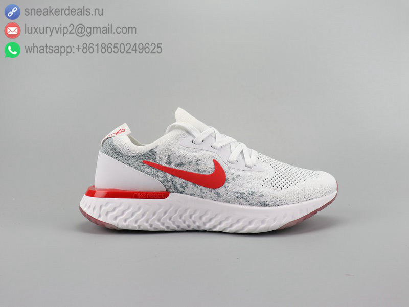 NIKE EPIC REACT FLYKNIT WHITE RED UNISEX RUNNING SHOES